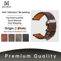 maikes genuine calfskin leather watchband 20mm 22mm 24mm retro straps with solid automatic butterfly buckle business watch band