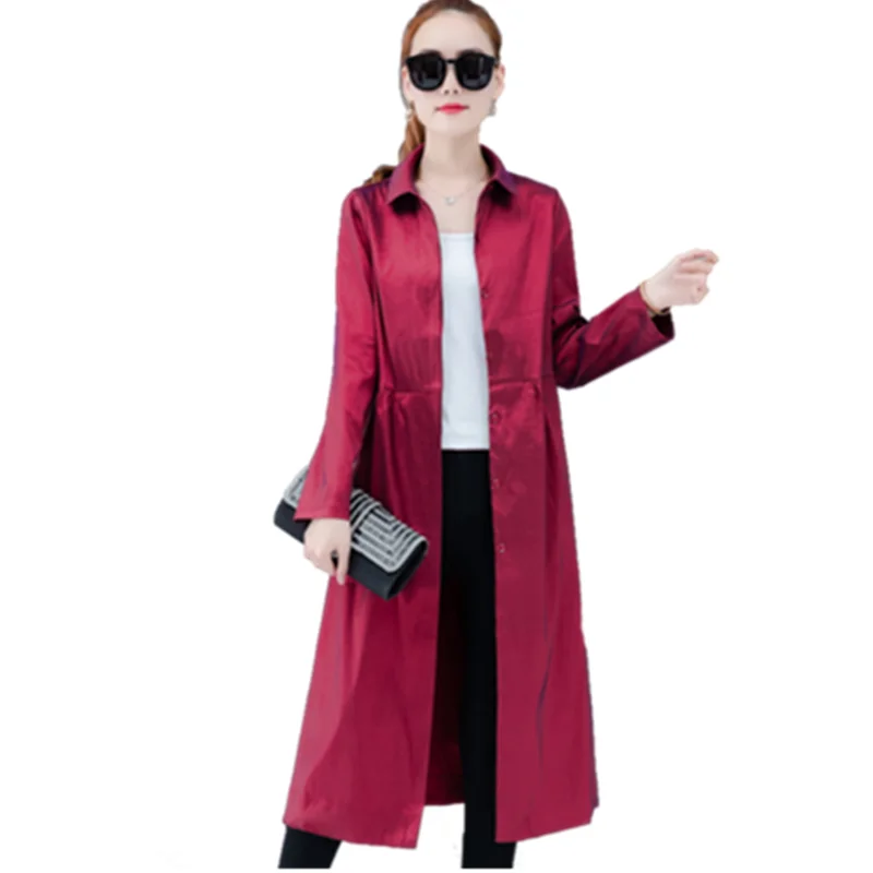 

Plus size 3XL 4XL Solid Trench Coats Women 2020 New Spring Autumn Korean Single-breasted Long Windbreaker Female Outerwear