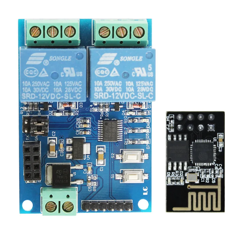 ESP8266 ESP-01 12V 2 Channel WiFi Relay Module For IOT Smart Home Phone APP Controller Onboard ESP01 | Компьютеры и офис