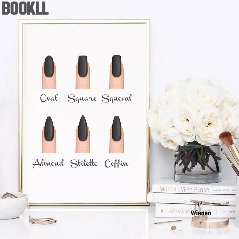 

Fashion Nail Shapes Beauty Salon Canvas Posters And Prints Decor Makeup Nail Gifts Nail Type Guide Art Canvas Painting Picture