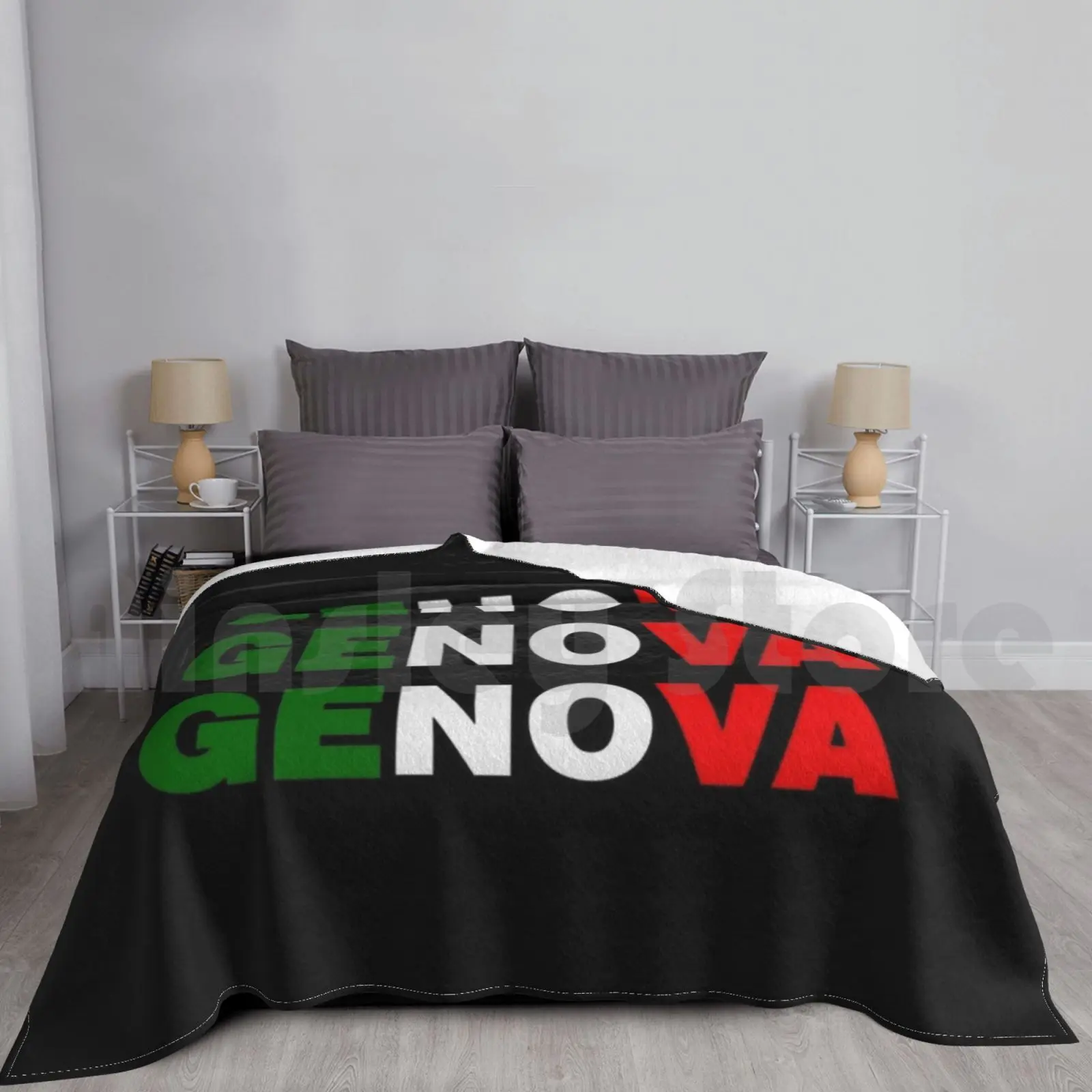 Фото Одеяло Genova «Мой итальянский город», модное одеяло на заказ 3108 Genova My Home, итальянский город, итальянский №1