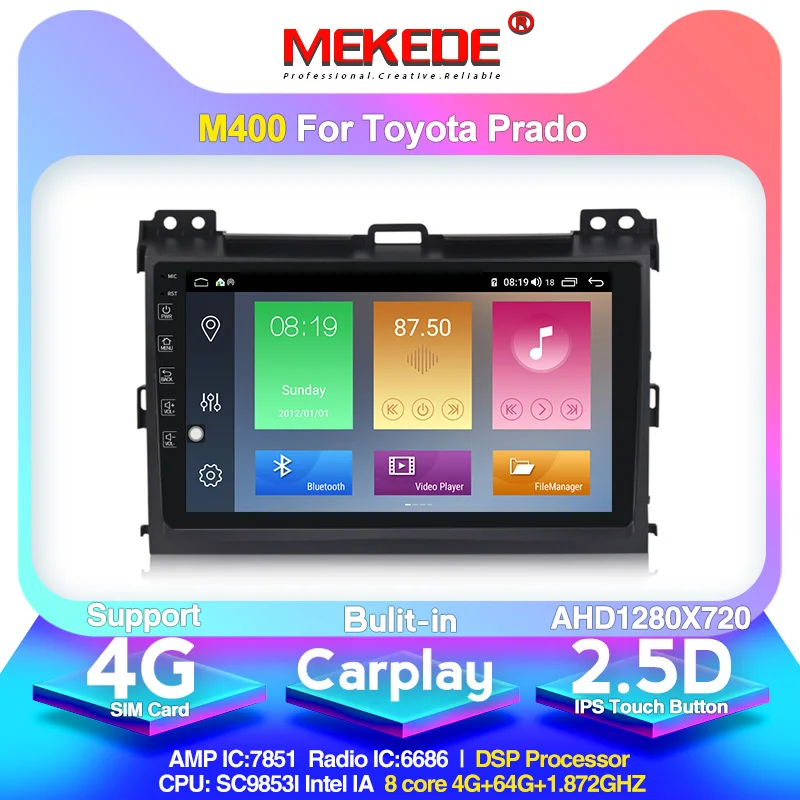 Андроид 10 2дин IPS экран автомобильный DVD DSP радиоплеер для Toyota Land Cruiser Prado 120 2004 2005 2006 2007 2008 2009 GPS WIFI BT включен.