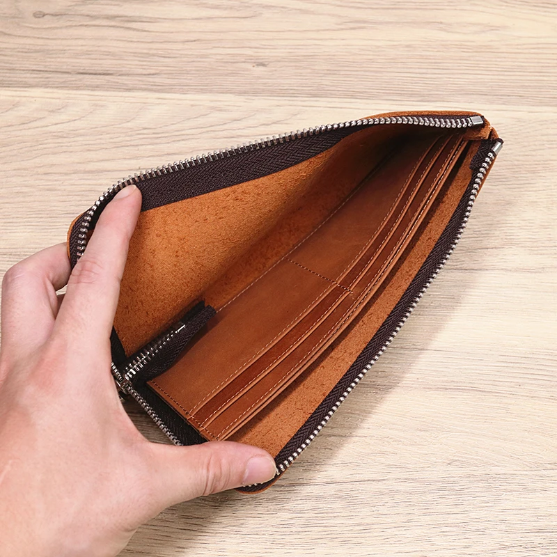 Мужской винтажный кошелек из натуральной коровьей кожи длинный бумажник на