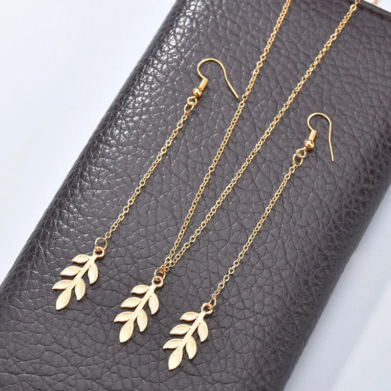 Модные Наборы украшений в форме листьев простые серьги капли с кристаллами