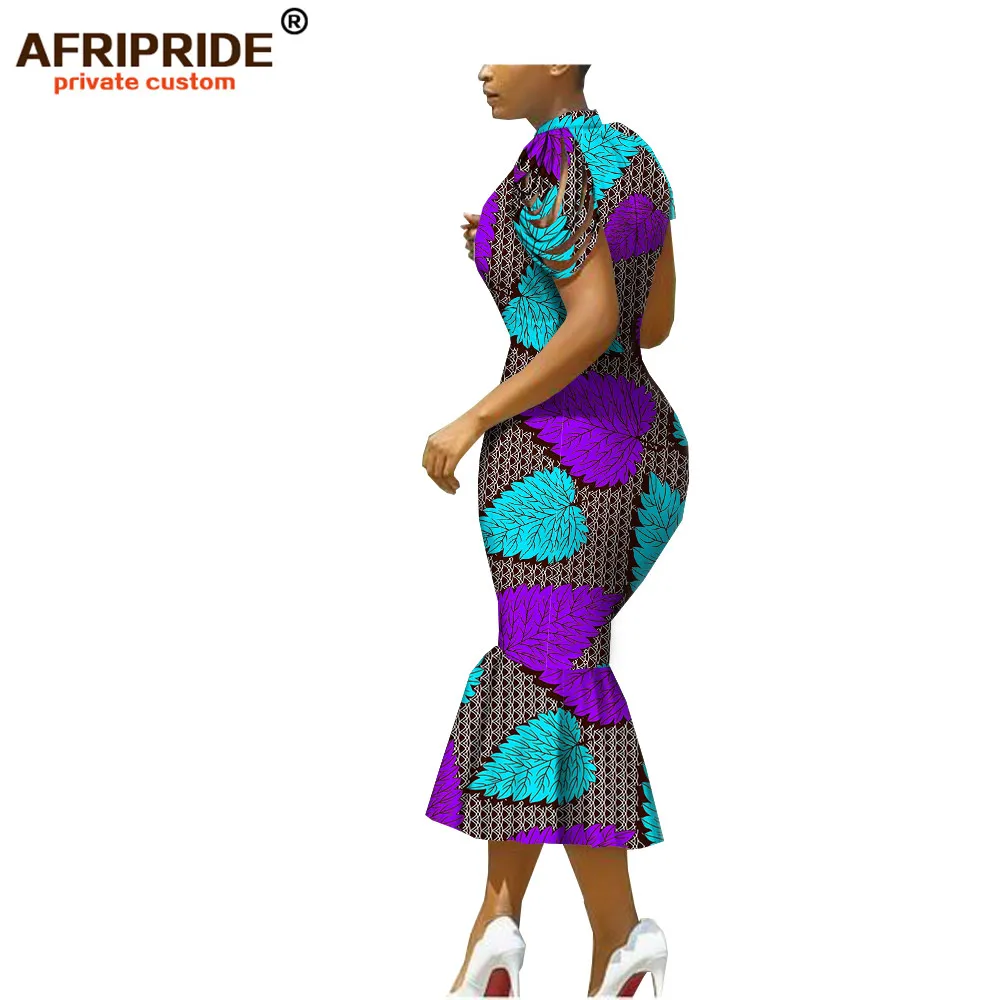 Afripride, африканские платья для женщин, сделанные на заказ, открытые рукава, длина до середины икры, женское Хлопковое платье-труба A1825099 - Цвет: 337X