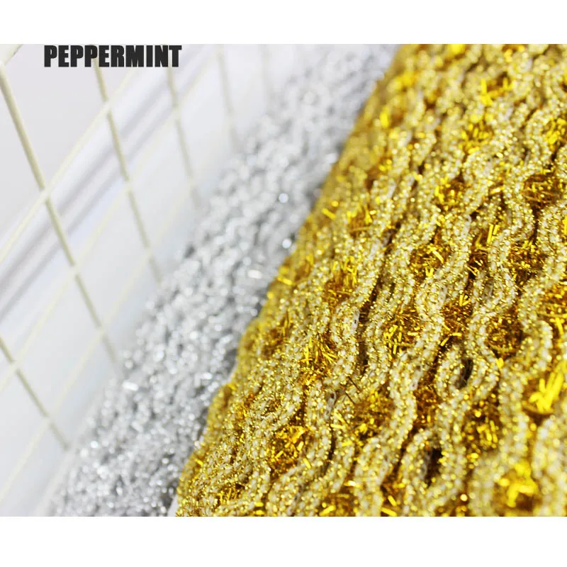 3 ярда 1 5 см блестящая тесьма жаккардовая металлическая кружевная Золотая тканая