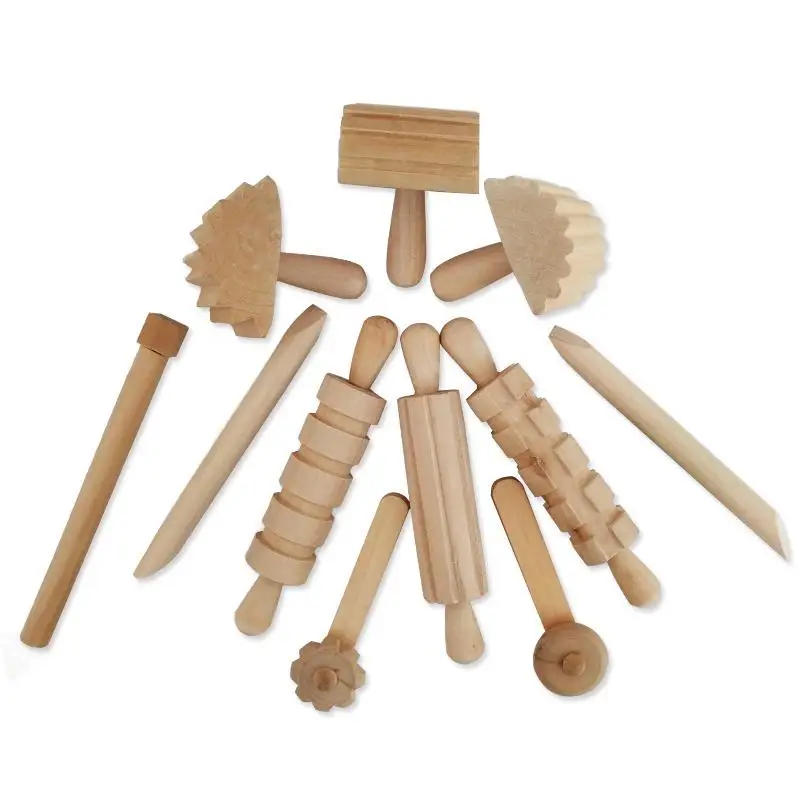 

12pcs/set Children DIY Slime Plastic Clay High Grade Wood Tool Plasticine Supplies Slime Dough