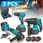 Набор многофункциональных электрических инструментов 3 в 1 588Vf, бесщеточная угловая шлифовальная машина + электрическая дрель + вращающийся молоток для батареи Makita