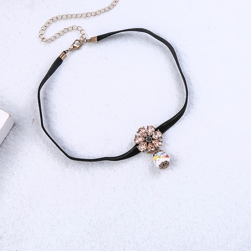 Изысканный двухцветный Кристалл Цветочный узор керамический шар кулон колье