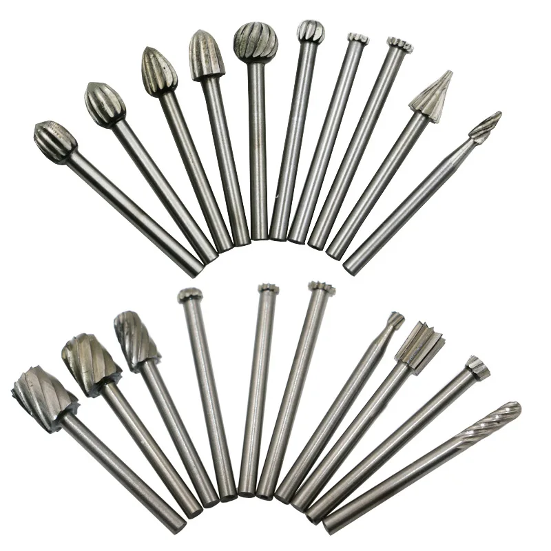 

20PCS Electric Grinder Accessories High Speed Steel Grinding Head Woodworking Rotary File Woodworking Carving Tools