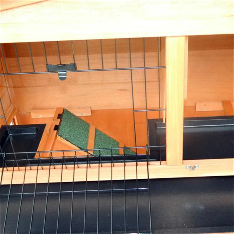 

40" Triangle Roof Waterproof Wooden Rabbit Hutch A-Frame Pet Cage Wood Small House Chicken Coop Natu US Warehouse