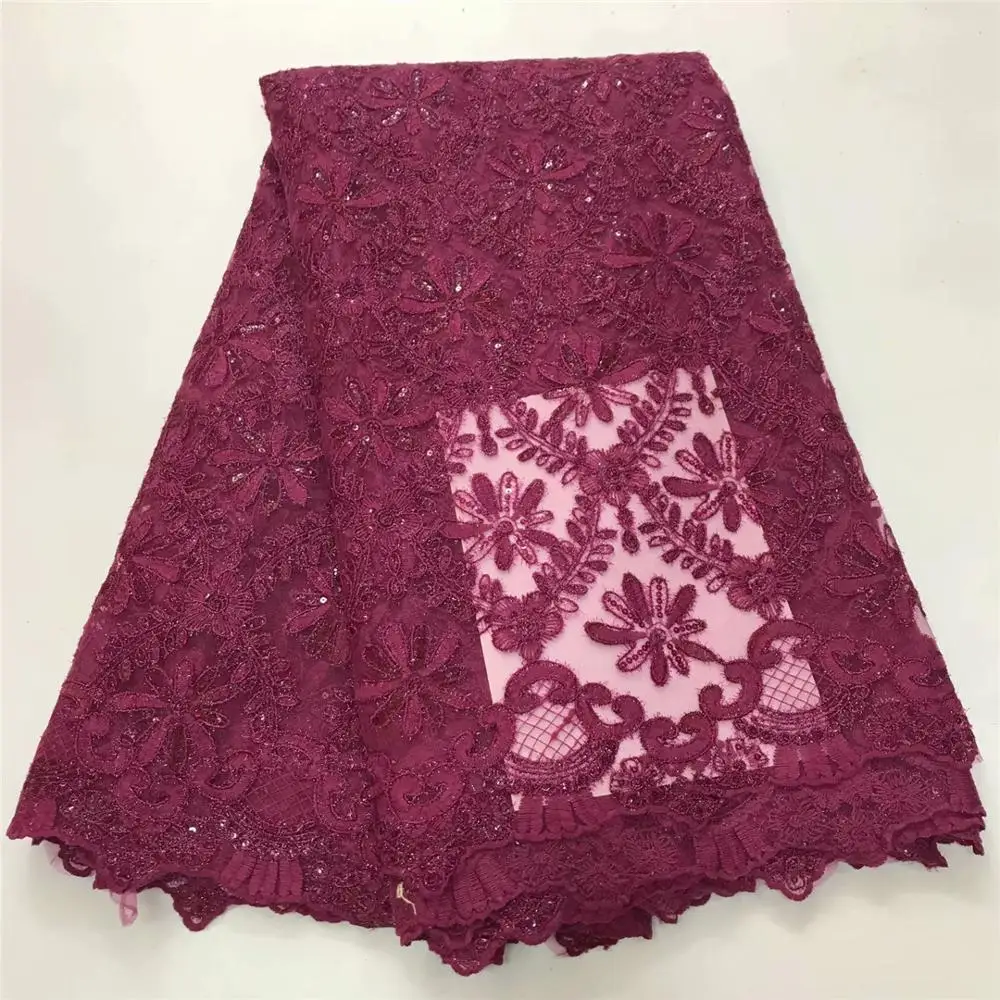 

2020 Latest French mesh lace High Quality Gold African Lace Fabric Nigeria Embroidered Tulle Lace Fabric For Wedding 5 Yards
