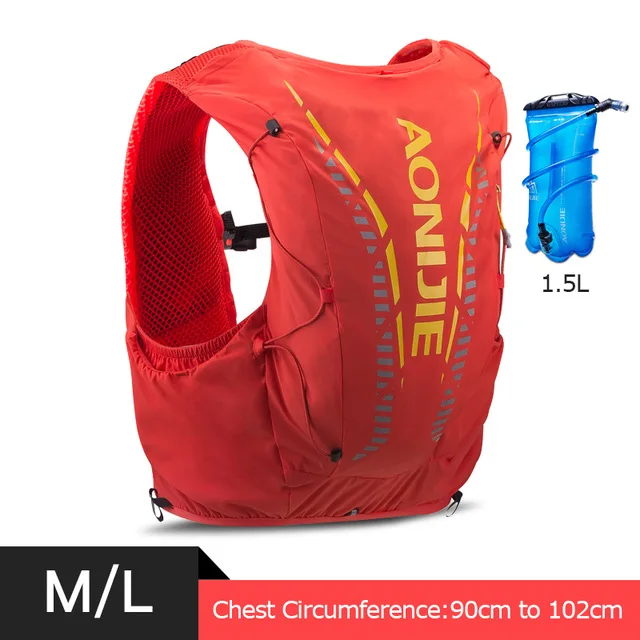 Orange ML 1.5L AONIJIE 12L гидратационный рюкзак для мужчин и женщин, расширенный жилет для бега, сумка для спорта на открытом воздухе, пеших прогулок, марафона, велоспорта - Цвет: Orange ML 1.5L