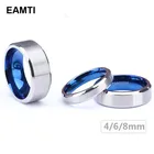 Кольцо Eamti из чистого титана для мужчин и женщин, классическое обручальное кольцо серебряного цвета с синим внутри, 46 мм, гравировка, Прямая поставка