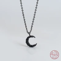 925 sterling silver simple black moon pendant necklace for women fashion classic jewelry accessories girlfriend gift
