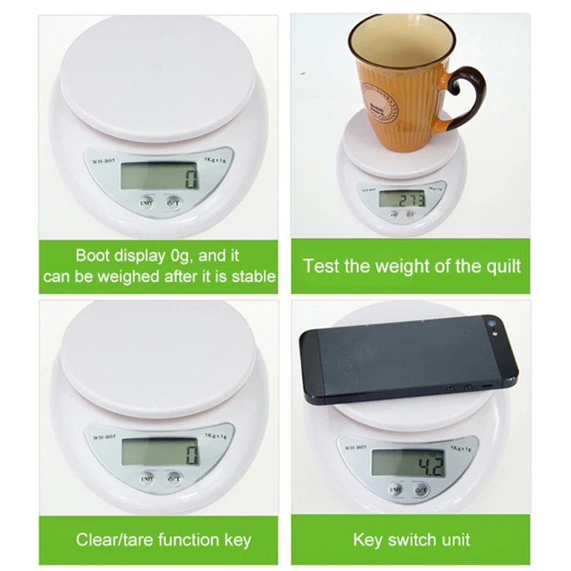 Портативные цифровые весы 5 кг/1 г пищевые диетические кухонные светодиодный