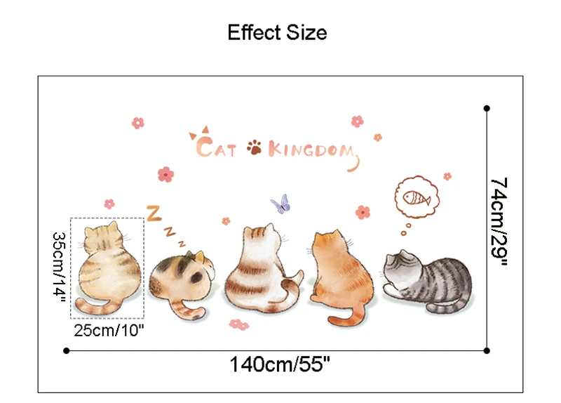 

Cute Cartoon Cat Wall Stickers for Girls Room Baby Room Decoration Living Room Bedroom Home Decor Vinyl Self Adhesive Wallpaper