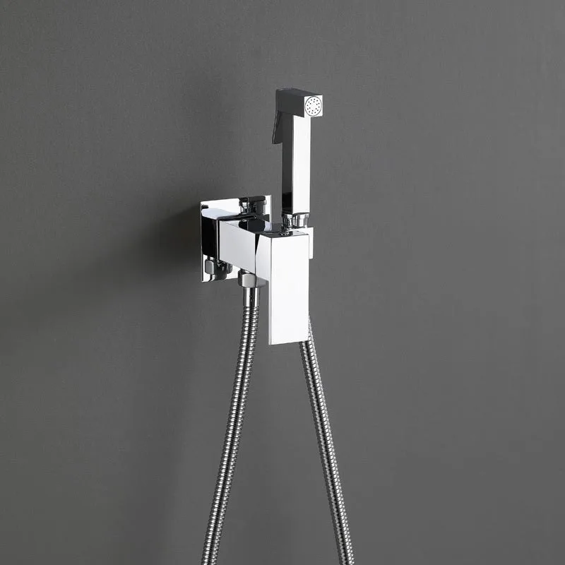 Матовый черный латунный квадратный смеситель для душа биде холодной и горячей