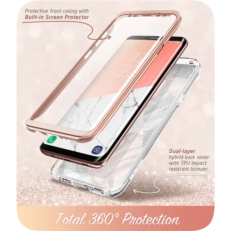 i blason for samsung galaxy s9 plus case cosmo full body glitter marble bumper protective cover with built in screen protector free global shipping