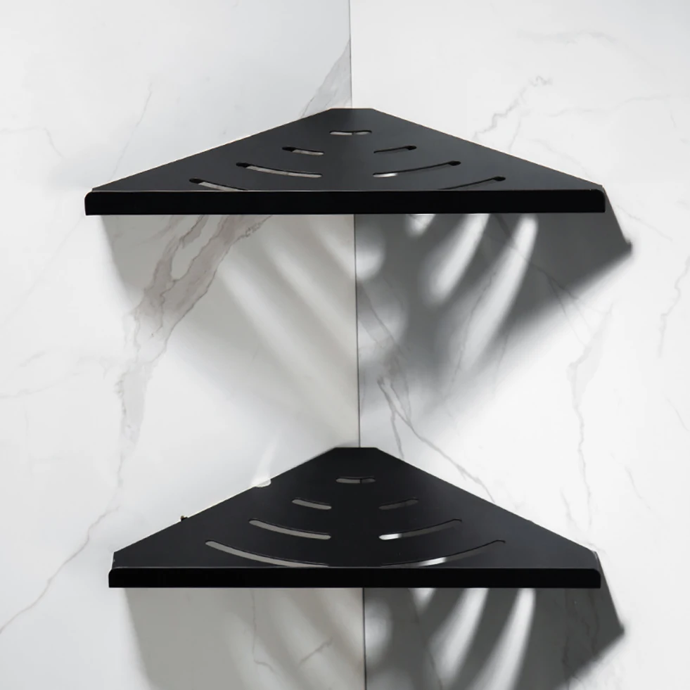 Черная Ванна Душ Caddy треугольная полка для ванной настенное крепление