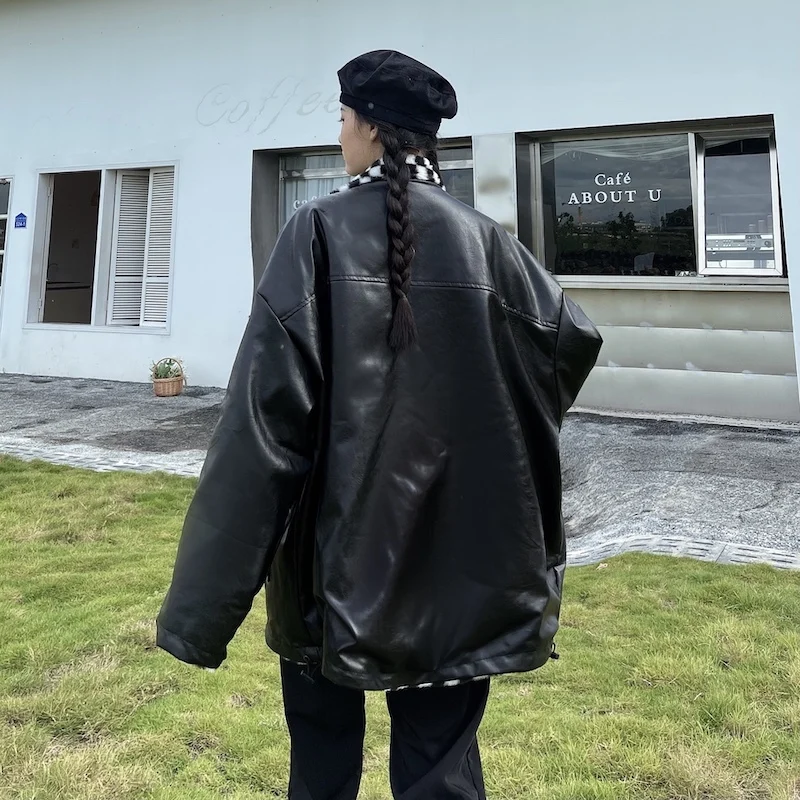 Зимняя женская куртка из искусственной кожи с леопардовым принтом Толстая