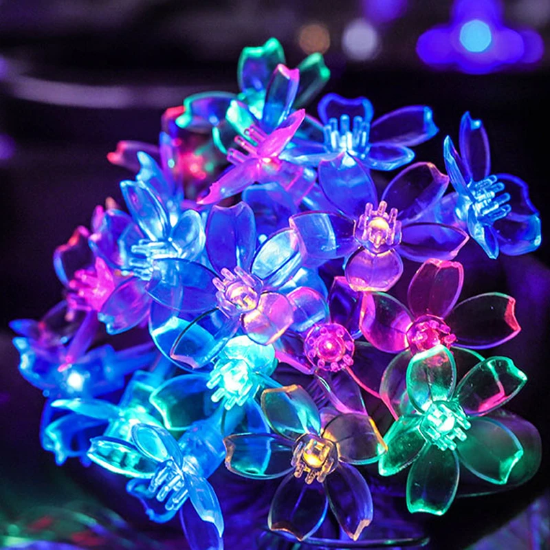 RGB 10/20 Вт, 30 Вт, 50 м вишня в цвету гирлянда со сказочными огнями светодиодный светящаяся гирлянда в виде цветов для елки Свадебная декорация внутри снаружи - Испускаемый цвет: RGB