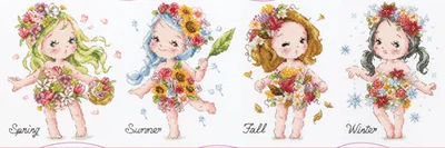 

FF cross stitch kit Animal cotton thread Love lock canvas stitching embroidery SODAG62 Four seasons Girl Flower Girl