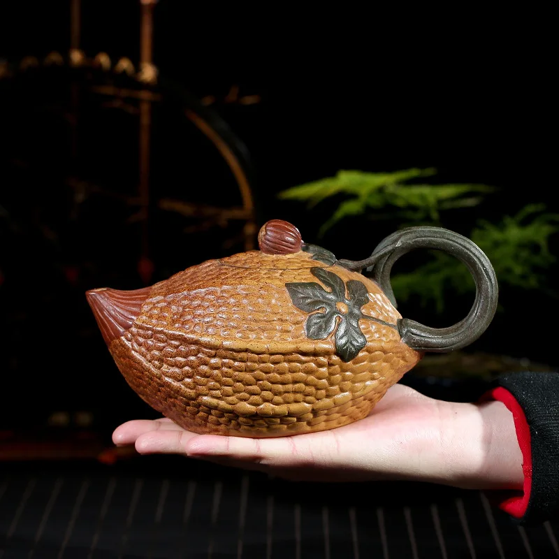 

400ml Yixing Purple Clay Bitter Gourd Teapot for Tea Pot Chinese Style Household Kung Fu Tea Dahongpao Handmade Kettle Teaware