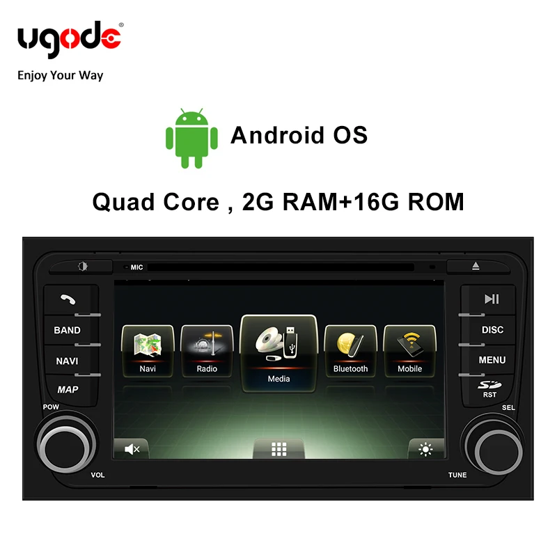 

Ugode Car Multimedia Player GPS Navigation Android OS 7 Inches Screen Monitor Bluetooth For Audi A4 Screen Changer (2002-2008)
