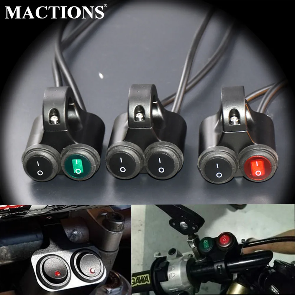 

Motorcycle 22mm 7/8" Handlebar Double Dual Control Button Waterproof Switch 12V 16A Hazard Brake Fog Light ON OFF For Headlight
