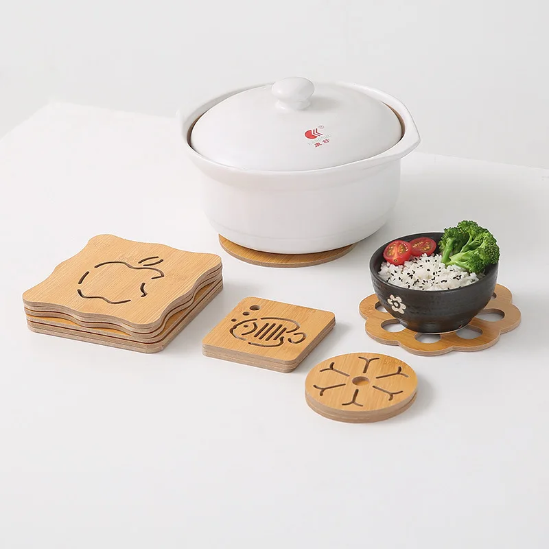 Домашний Деревянный мультяшный коврик для стола нескользящий горшка креативный