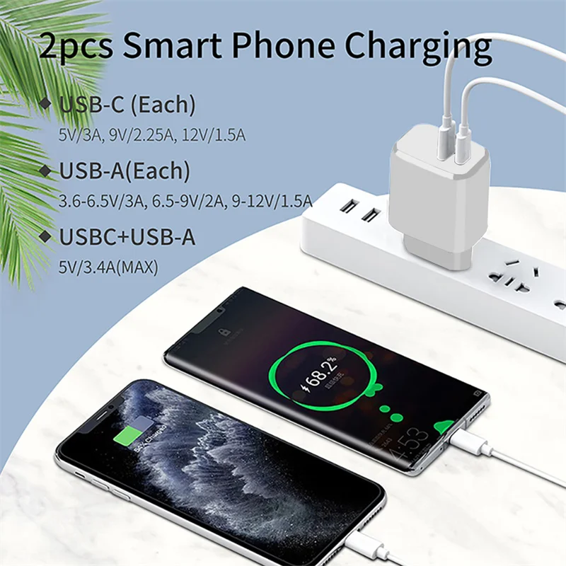 

20W USB Type C Charger LED EU Adapter Fast Phone Charge For iPhone 12 11 X Xs Xr 7 AirPods iPad Huawei Xiaomi LG Samsung