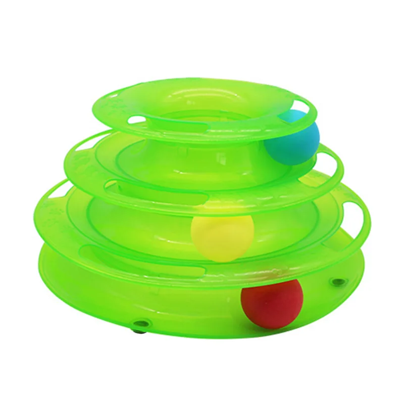 

Three Levels Pet Cat Toy Turnable Track Tower Balls Amusement Plate Sleek Shape Durable Detachable Pet Supplies Toys For Cat