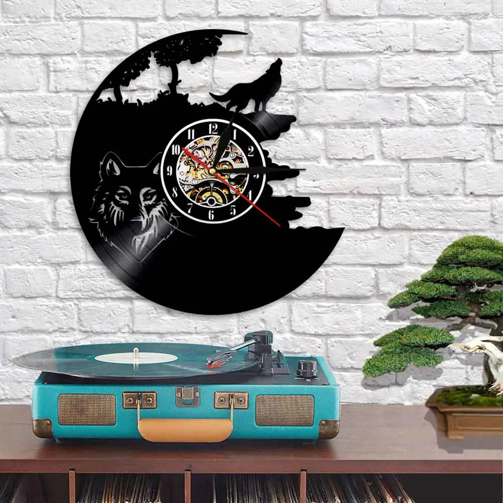 Виниловые часы Howling Wolf настенные Horloge Wild Animal Art современный уникальный домашний