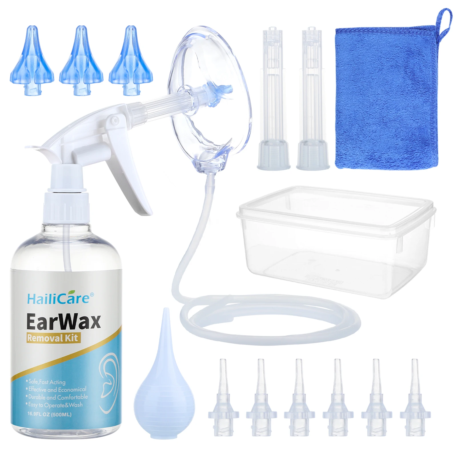 

500ML Earwax Cleaning Tool Ear Irrigation Washing Kit Ear Wax Removal Set With Squeeze Bulb/Syring Adults Kids Ear Cleaning