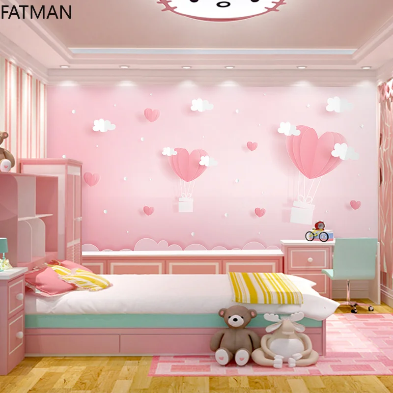 Фото Фотообои FATMAN для детской комнаты на заказ, милое мультяшное 3d нетканое настенное покрытие с воздушными шарами в спальне, Ins №2