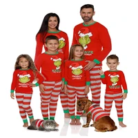 2021 family matching clothes %c2%a0autumn and winter new home wear pajamas suit long sleeved casual christmas hat parent child wear