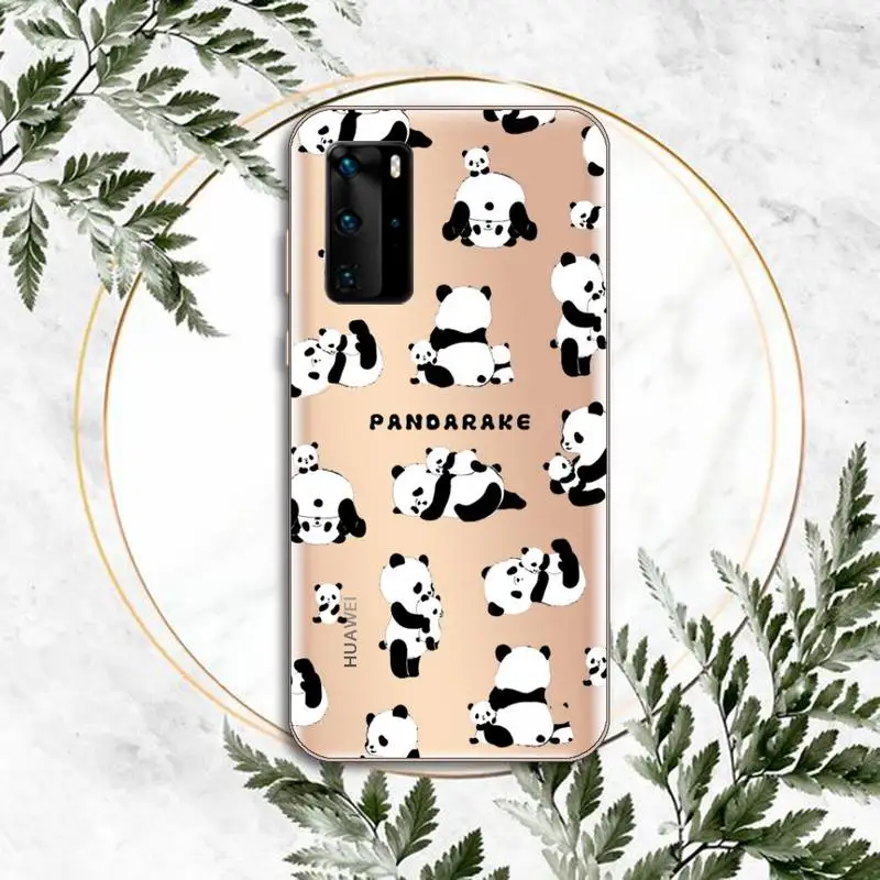 

Cute Cartoon panda Phone Case Transparent for huawei honor P 40 30 20 lite Pro 10 i 8 9 x p smart 2019