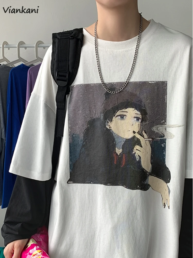 

Men T-Shirt 2021 Koream Casual Cotton Plain Color Loose Fashion T-Shirt for Men Streetwear Tops 2021 Camisetas Hombre T-Shirts