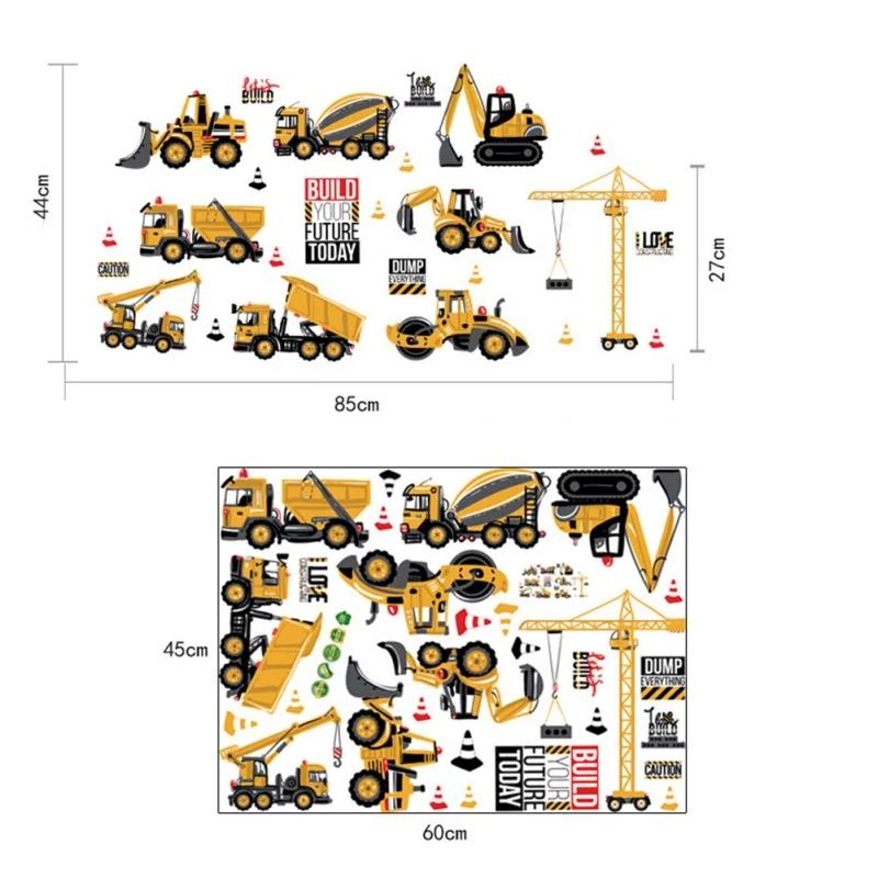 Новинка мультфильм грузовики трактора автомобили настенные наклейки детские