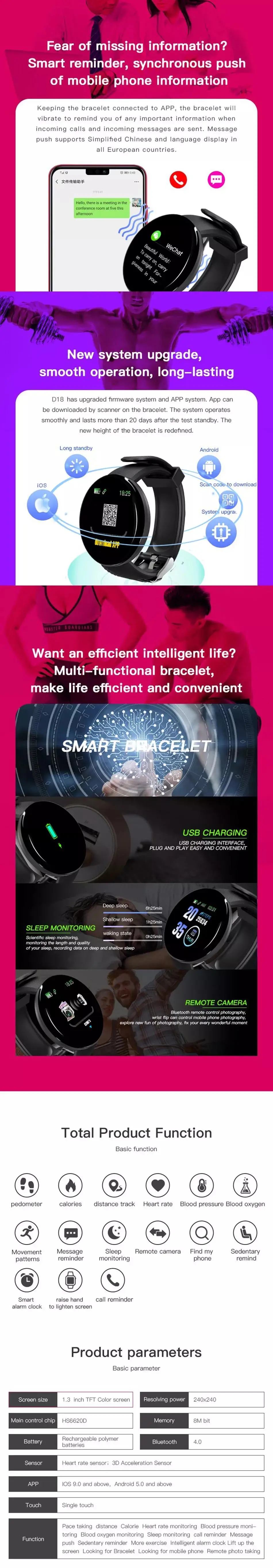 SKHO Новое поступление водонепроницаемый браслет Bluetooth Смарт-часы пульсометр кровяное давление фитнес-трекеры спортивные умные часы