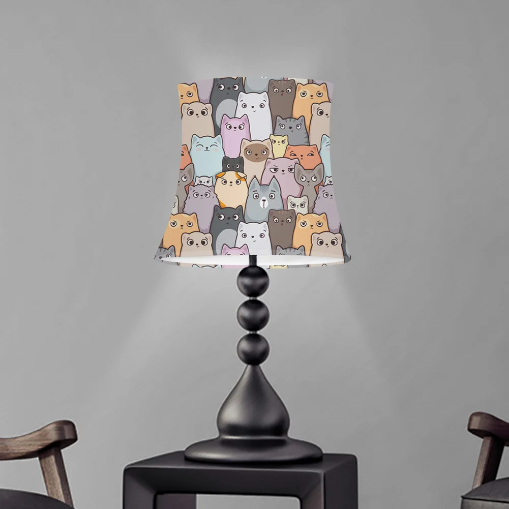 Cute Cartoon Cat Printing Table Lamp Shade Cover Screens Bedroom Living Room Lamp Decor Lampshade Home Decoration abat jour