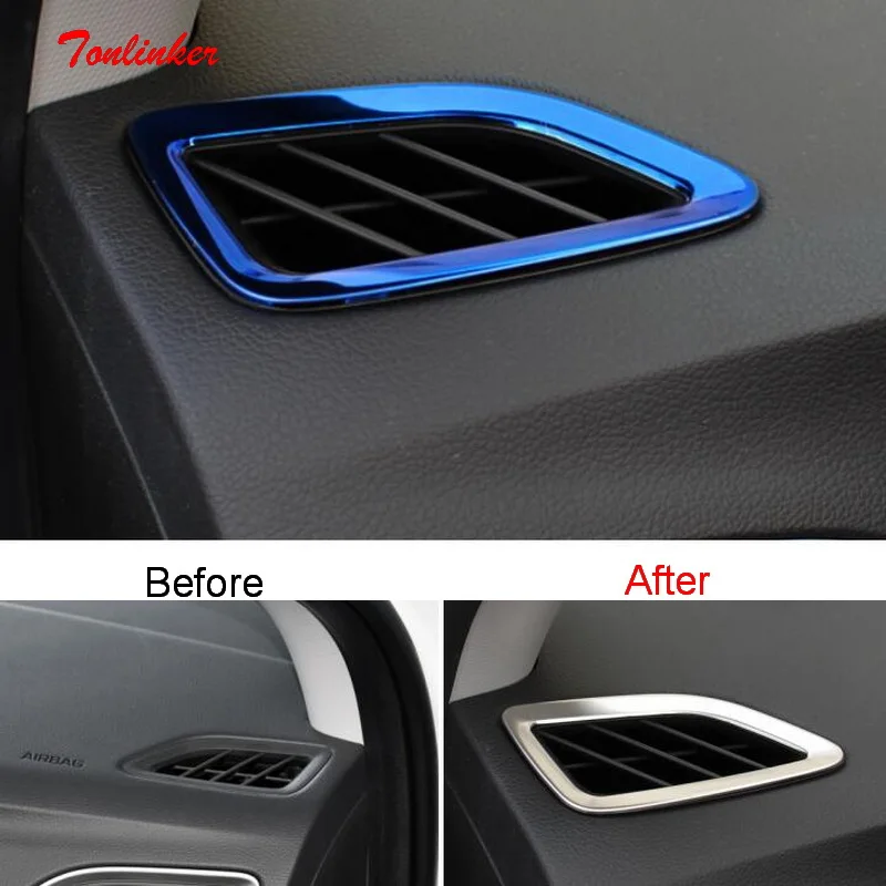 

Наклейки Tonlinker для салона приборной панели, наклейки для крышки выходного отверстия для Hyundai Solaris 2016-19, Стайлинг автомобиля, 2 шт., наклейки из ...