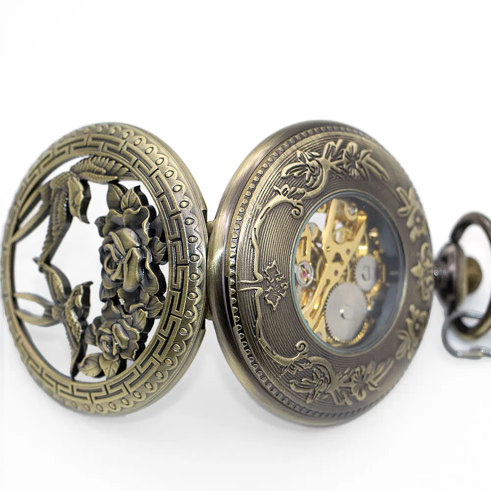 5 шт. винтажные Механические карманные часы-скелетоны подарок китайские животные
