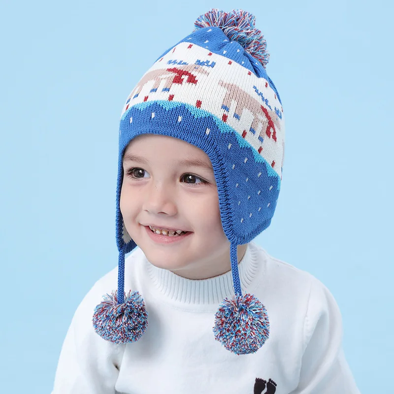 Зимняя шапка ушанка из флиса для мальчиков и девочек вязаная шапочка осенняя