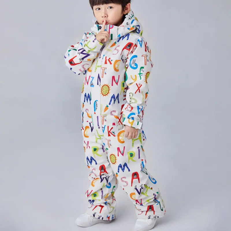 Детский Зимний лыжный костюм водонепроницаемая ветрозащитная теплая зимняя