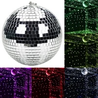 1pc christmas party decor disco mirror glitter ball lightweight silver colorful stage lighting effect 8 inch 20cm