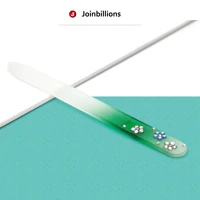 manicure glass nail file in gradient color and with acrylic rhinestone