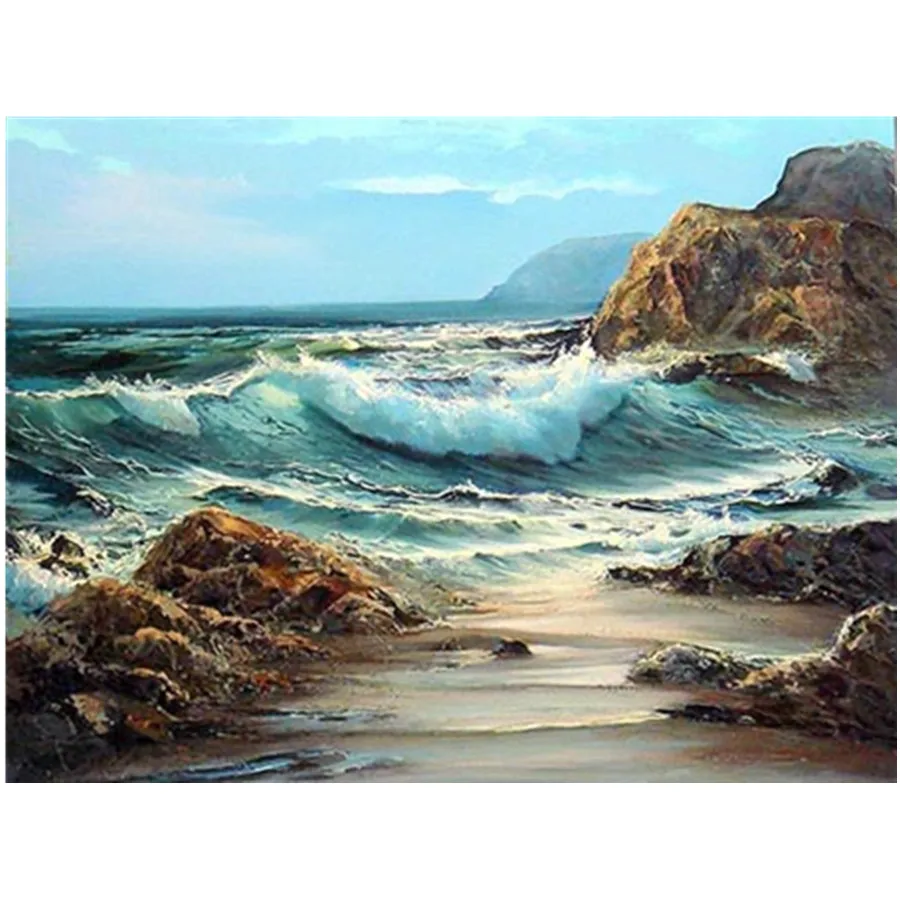 

5D DIY Diamond Embroidery Sea Cross Stitch Full Square Diamond Painting Scenery Crafts Kit Home Decoration