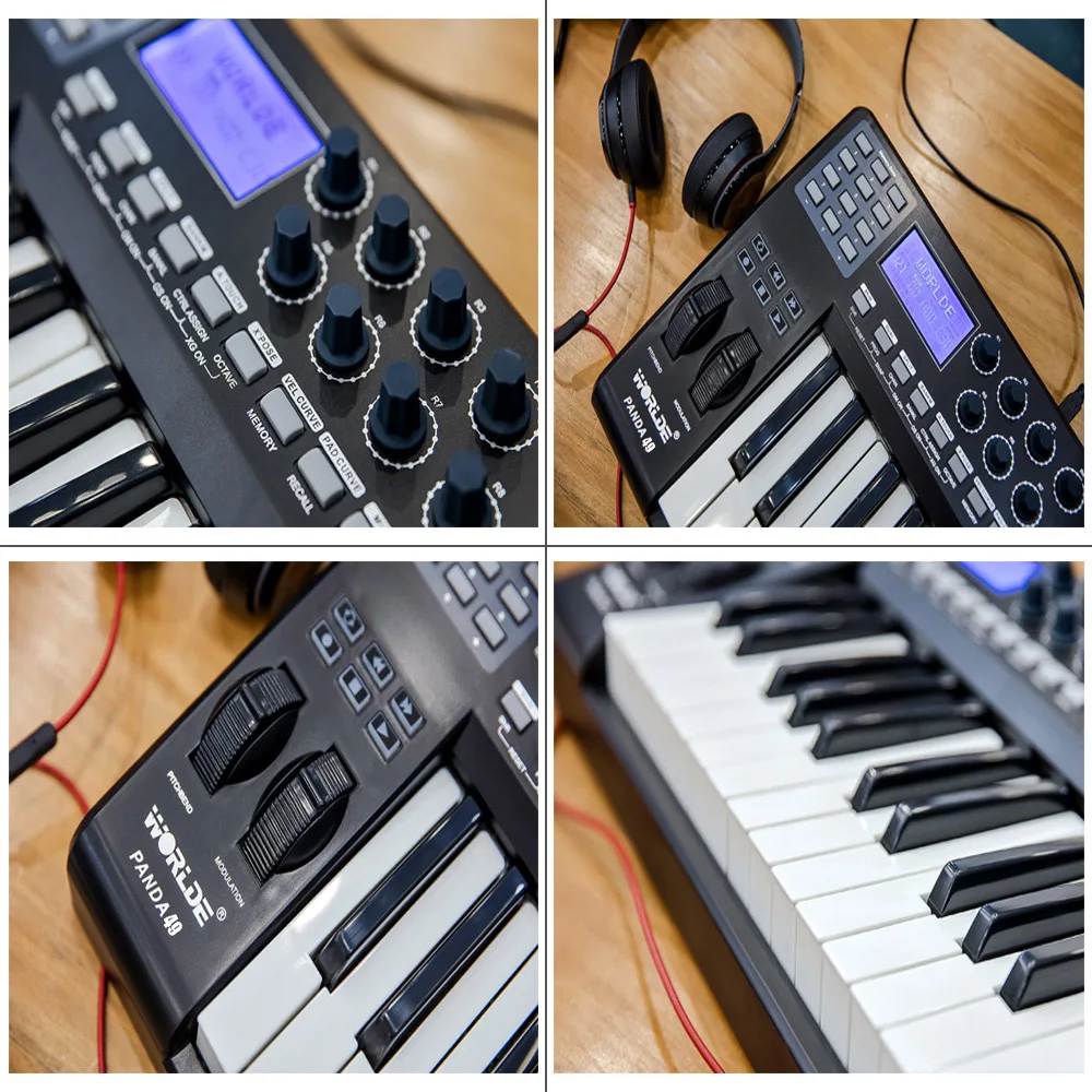 WORLDE PANDA49 49 клавишный MIDI контроллер клавиатуры 8 барабанных колодок с USB